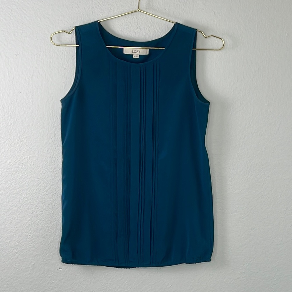 Loft Blue Pleated Tank Blouse
